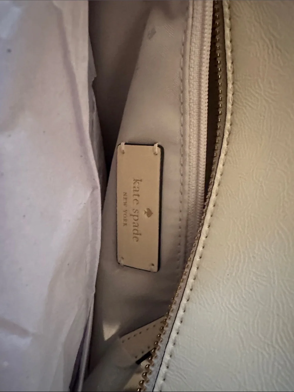 kate spade Cream Tote with Plush Trim